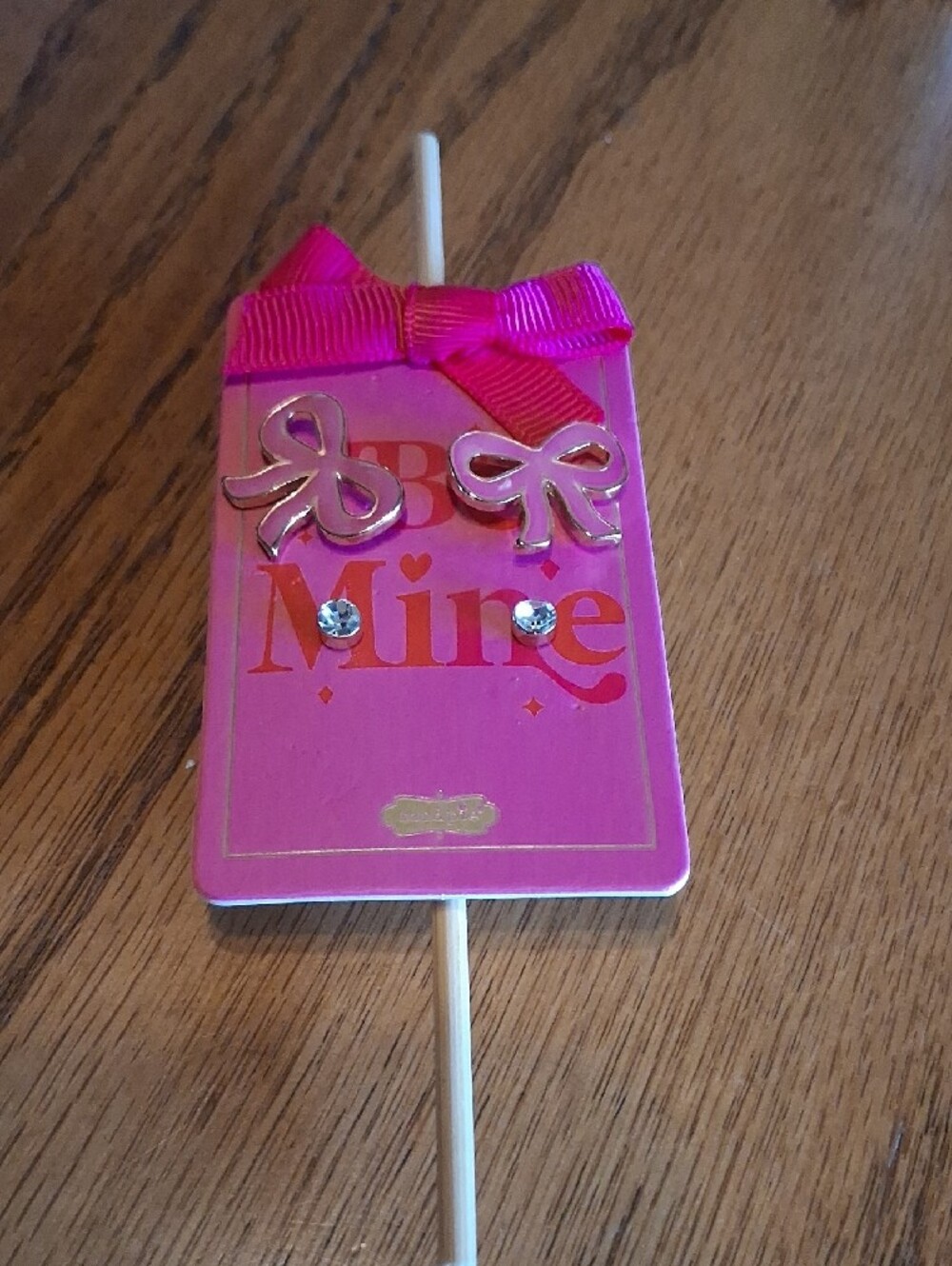 Mud Pie Hot Pink Bow & Rhinestone Stud Earring Set - Picture 4 of 4